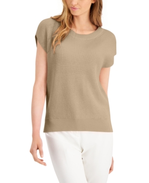 Alfani Petite Cap-sleeve Sweater, Created For Macy's In Cream Beige