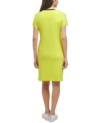 Calvin Klein Black T-Shirt Dress Tape Logo Knee Length Short Sleeve Si –  Shop Thrift World