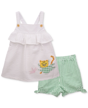 Bonnie Baby Baby Girls 2-Pc Cat Top & Seersucker Shorts Set