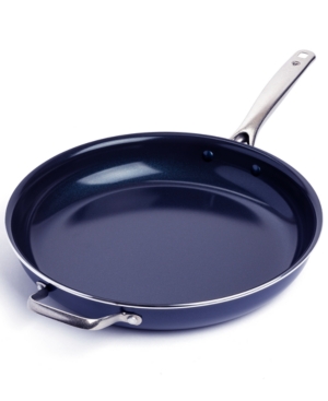 Blue Diamond Family Feast Diamond-infused Ceramic Nonstick 14" Frying Pan With Helper Handle In Blue