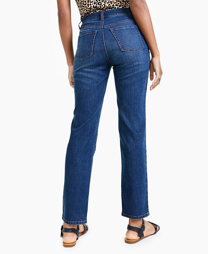 Style & Co Petite High Rise Natural Straight-Leg Jeans, Created for ...