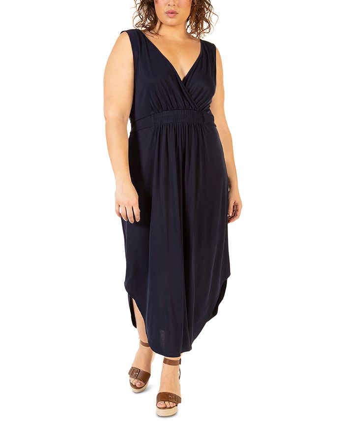 Macy's black wrap dress on sale