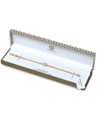 Cubic Zirconia Heart Bismark Chain Bracelet, Created for Macy's
