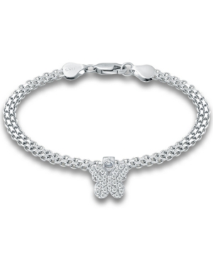 Giani Bernini Cubic Zirconia Butterfly Charm Bismark Chain Bracelet, Created For Macy's In White