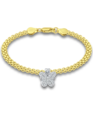 Giani Bernini Cubic Zirconia Butterfly Charm Bismark Chain Bracelet, Created For Macy's In Yellow