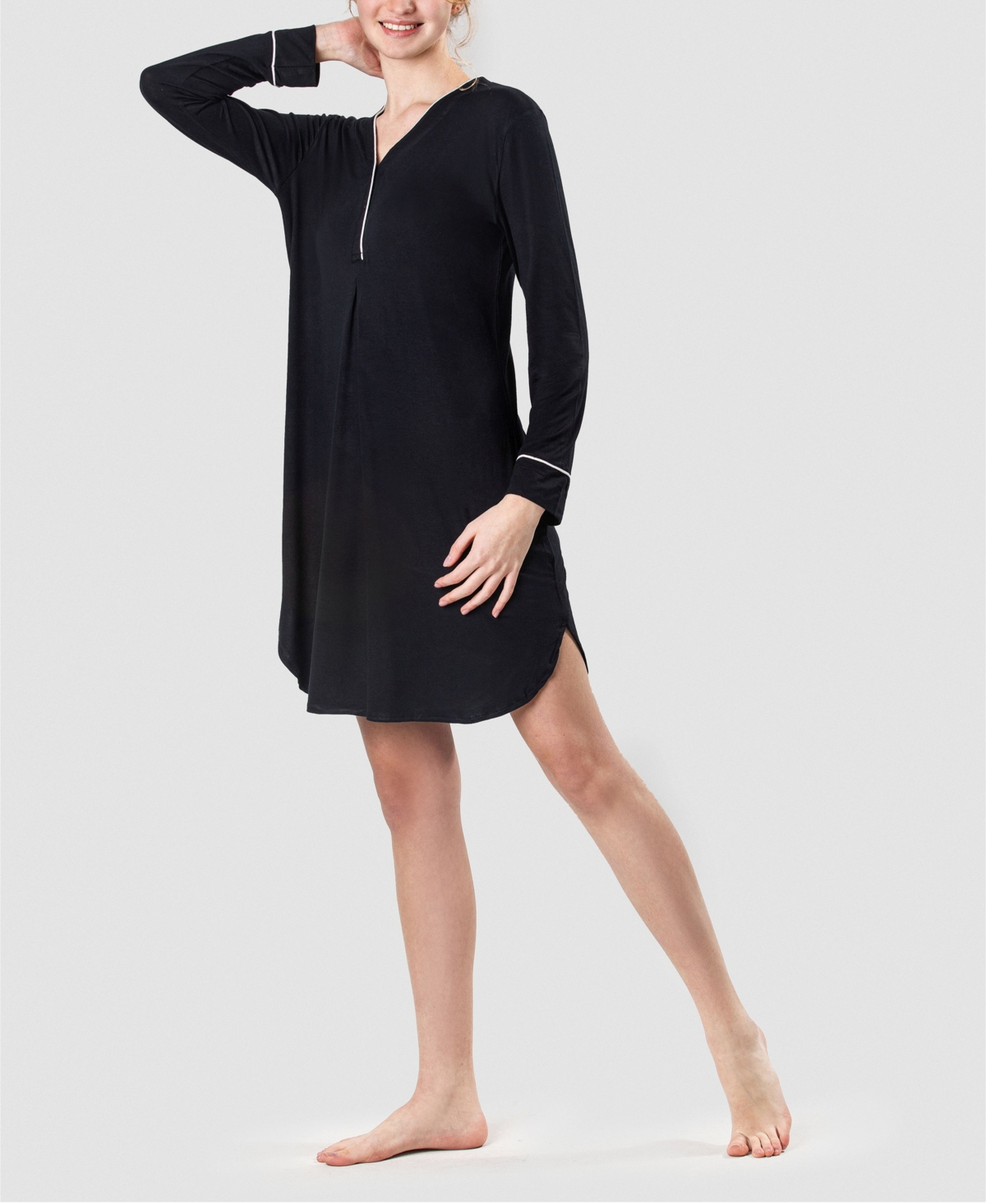 Women's Ultra Soft Cotton Sleepshirt Nightgown - Black