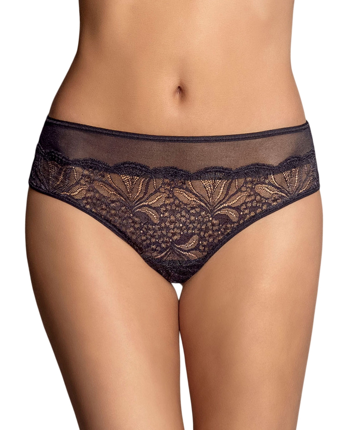 Women's Mid-Rise Sheer Lace Cheeky Panty - Black