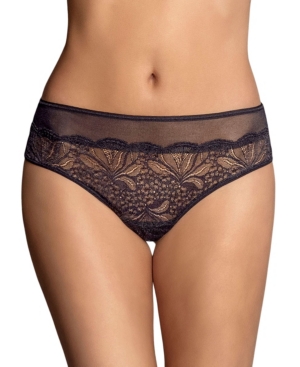 Leonisa Women's Mid-rise Sheer Lace Cheeky Panty In Black