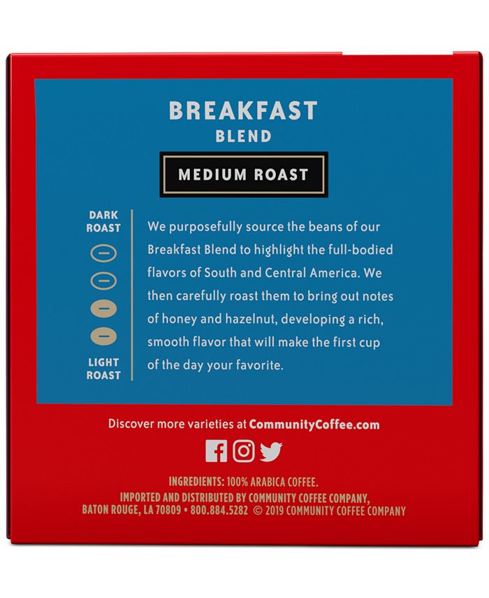 Community Coffee - Breakfast Blend Medium Roast Single Serve Pods, Keurig K-Cup Brewer Compatible, 72 Ct