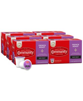 Community Coffee - French Roast Extra Dark Roast Single Serve Pods, Keurig K-Cup Brewer Compatible, 72 Ct