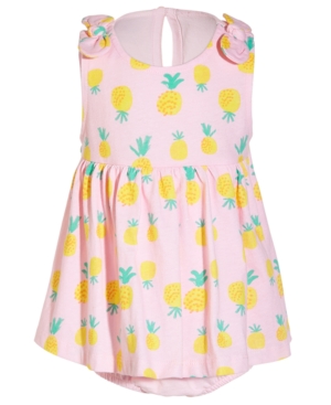 First Impressions Baby Girls Pineapple Cotton Sunsuit, Created For Macy's In Pink Heart
