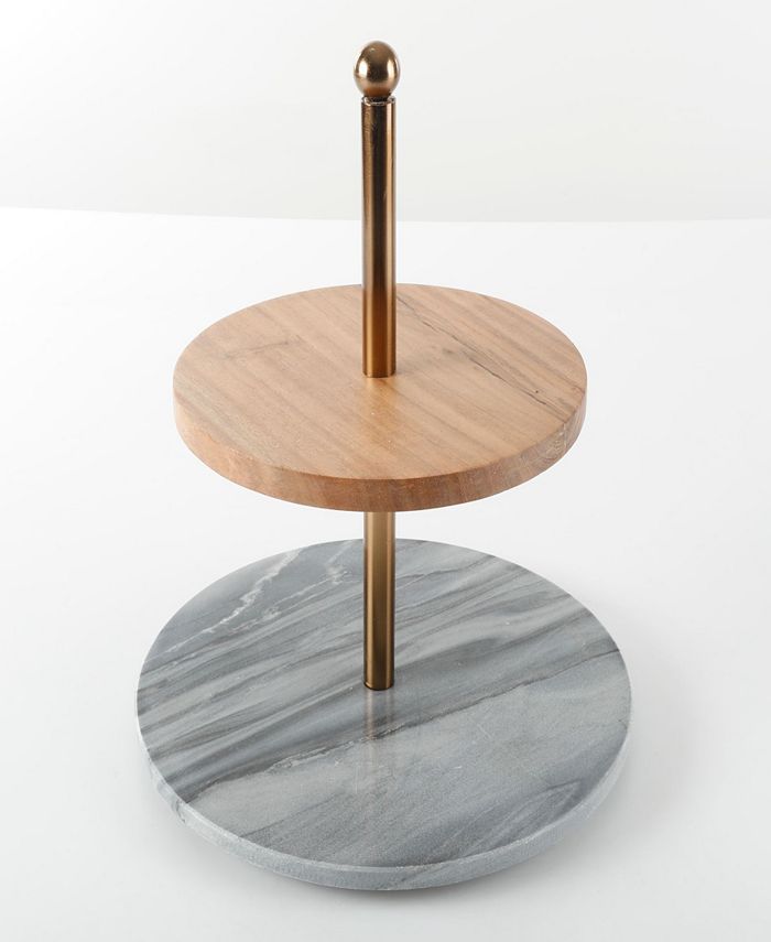 Gibson Laurie Gates Marble & Wood TwoTier Serving Stand Macy's