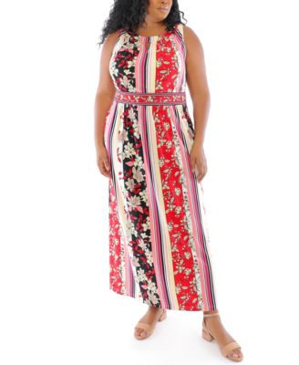 London Times - Plus Size Printed Maxi Dress