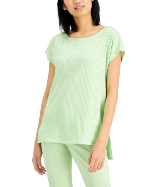 Alfani Ribbed High-low Tunic, Created For Macy's In Pistachio Green