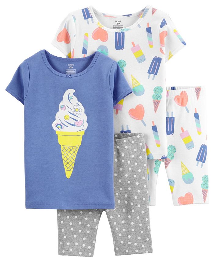 Carter's Little Girls Cotton Ice Cream Cotton Pajamas, 4 Pieces - Macy's