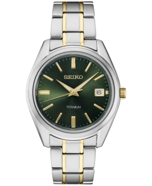 Seiko Men's Essential Two-tone Titanium Bracelet Watch 40mm In Green
