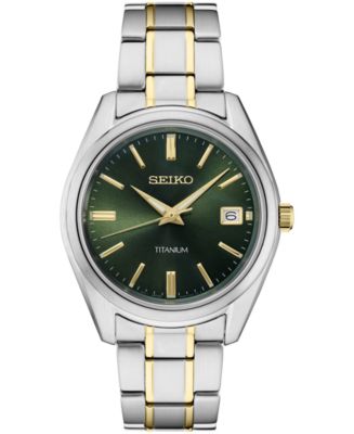 Seiko Men's Essential Two-Tone Titanium Bracelet Watch 40mm - Macy's