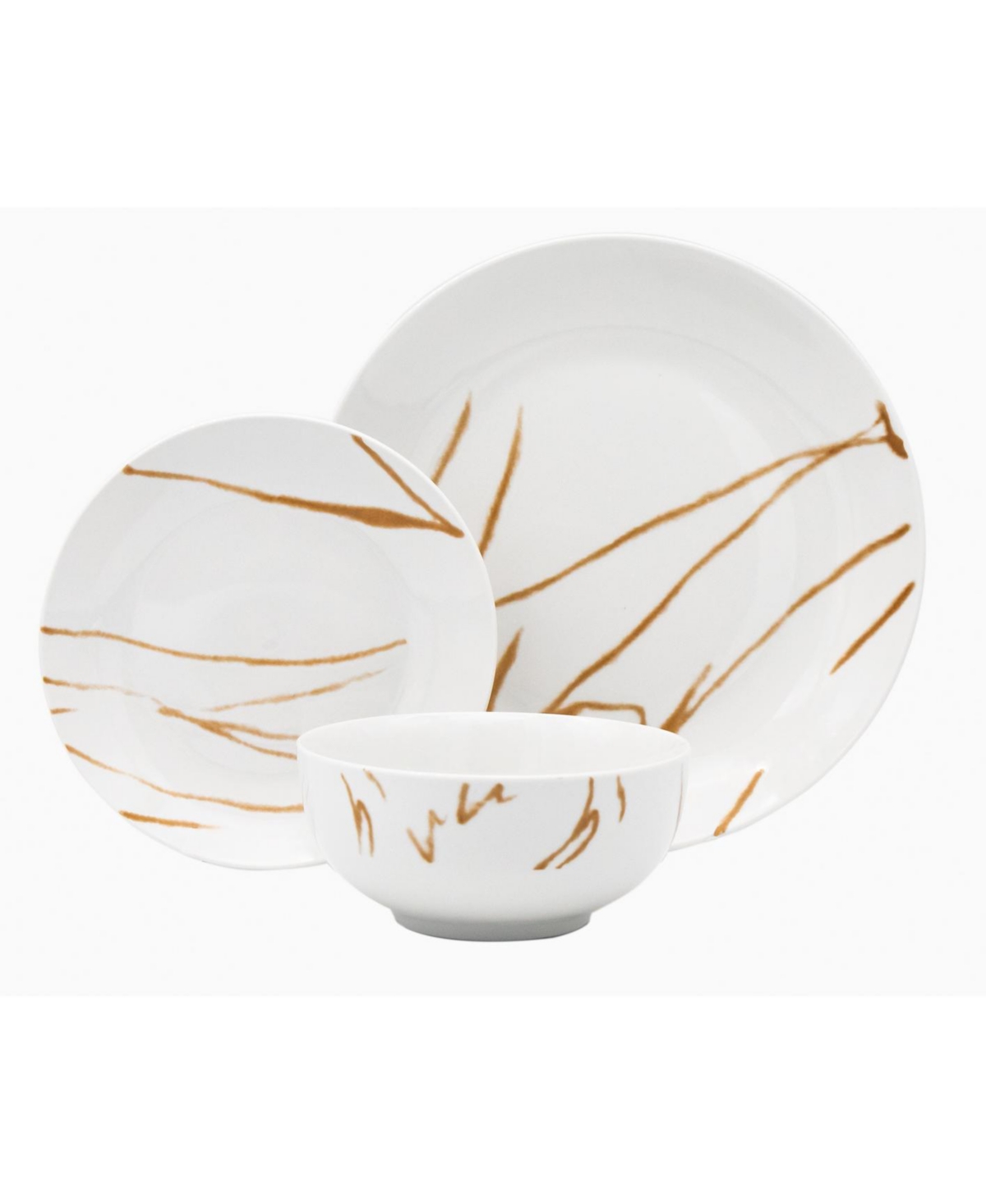 White & Gold 12 Pc. Dinnerware Set, Service for 4 - White