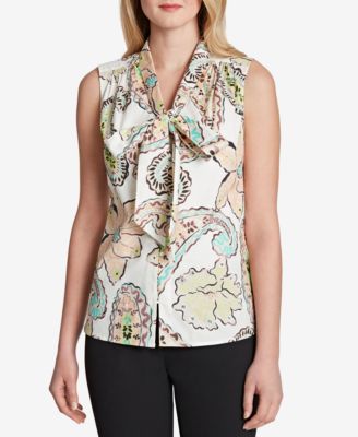 Tahari ASL - Paisley-Print Tie-Neck Blouse
