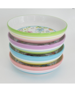 Euro Ceramica Charlotte 4 Piece Pasta Bowl Set In Multicolor