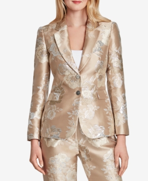 Tahari Asl Metallic Floral Jacquard Blazer