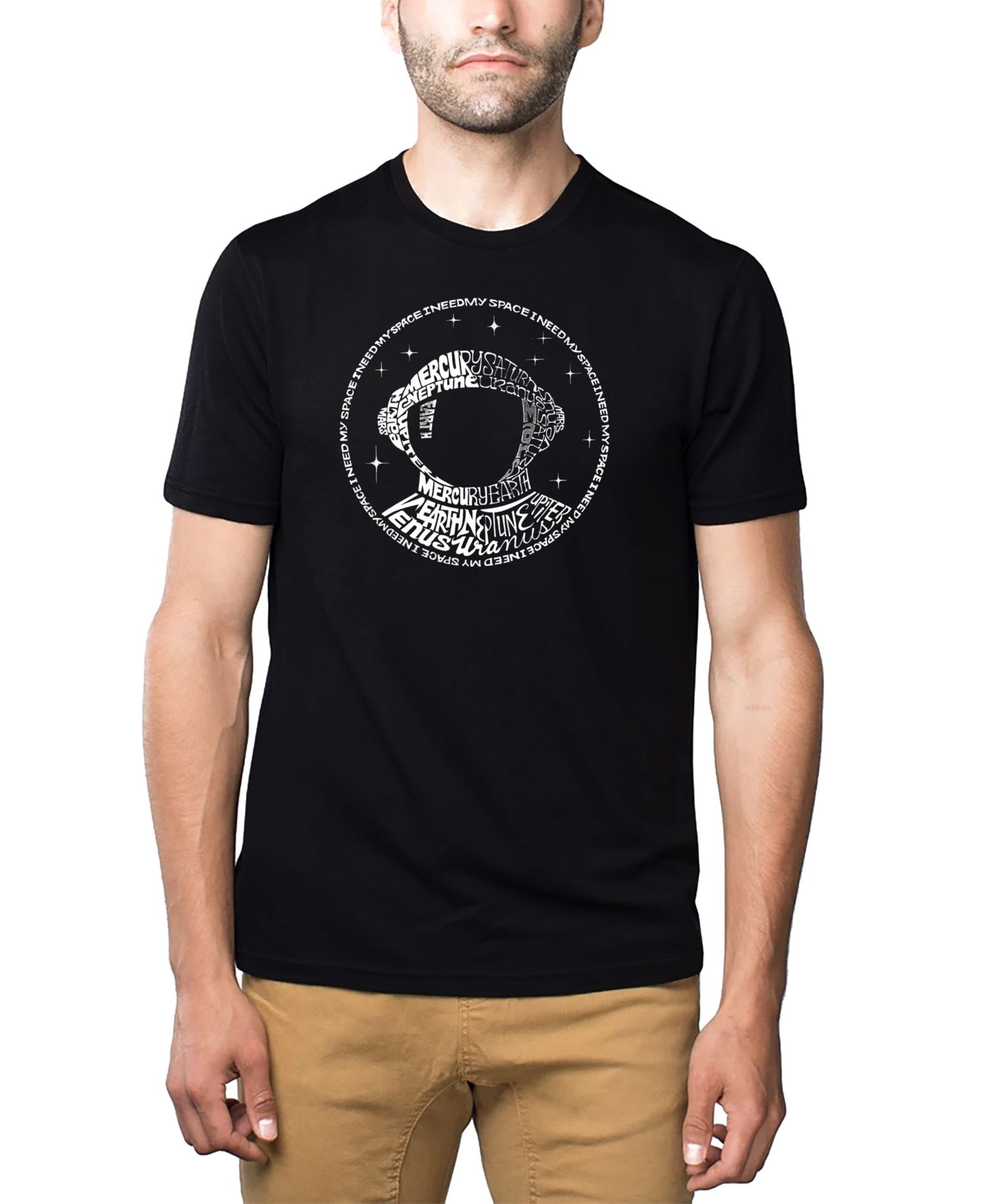 Men's Cotton/Poly Blend Word Art I Need My Space Astronaut T-shirt