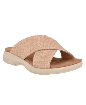 Shop Easy Spirit Women's Taite Square Toe Casual Flat Sandals In Light Natural