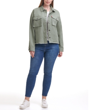 Levi's Trendy Plus Size Cropped Cotton Utility Jacket