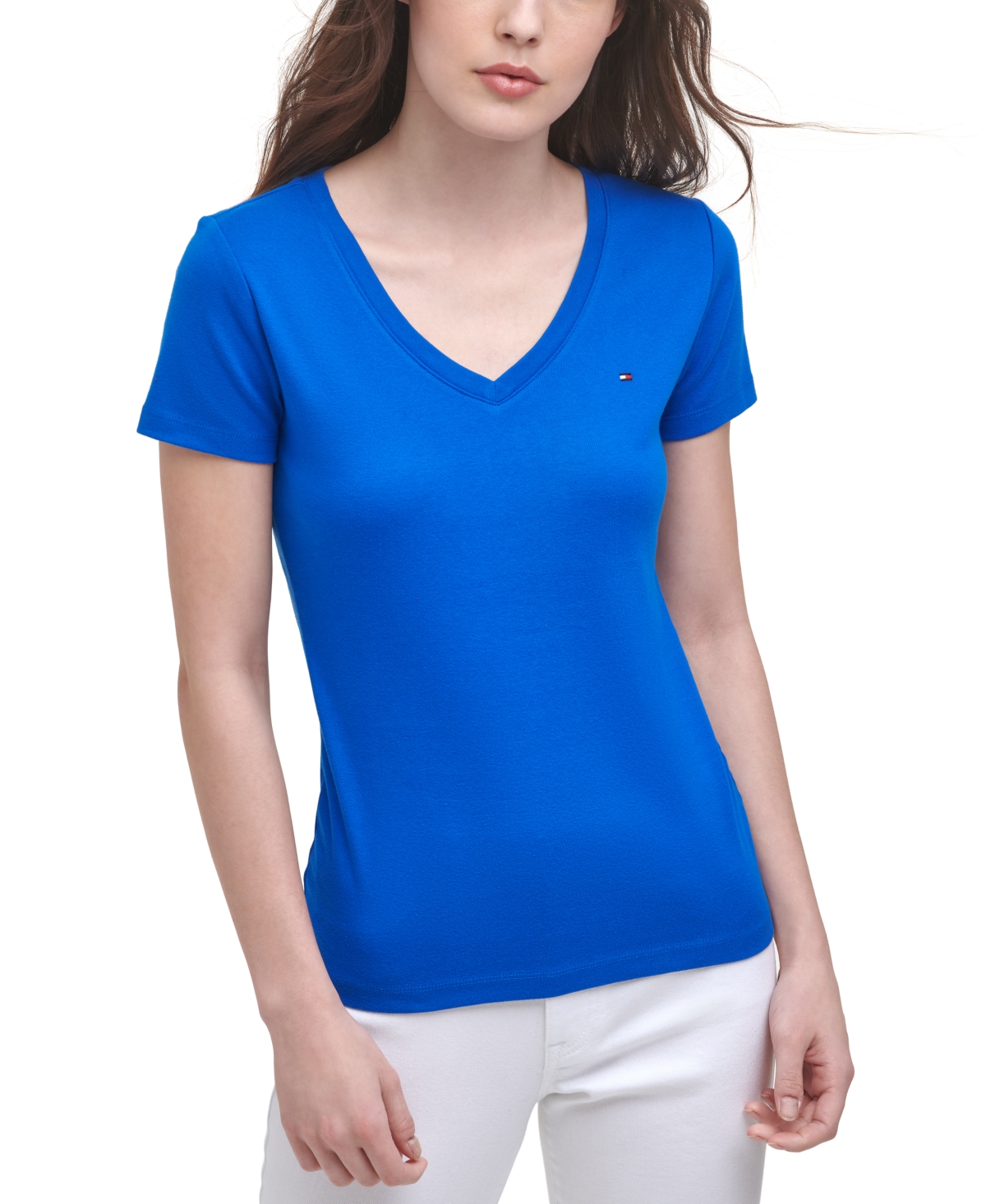 Tommy Hilfiger Women's V-neck T-shirt, Created For Macy's In Cerulean