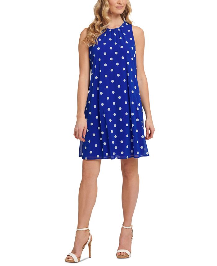 DKNY Crewneck Dot-Print Dress - Macy's