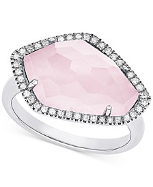 Rose Quartz (5-3/8 ct. t.w.) & Diamond (1/6 ct. t.w.) Ring in Sterling Silver
