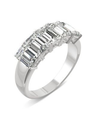 Moissanite Emerald Five Stone Band 2-9/10 ct. t.w. Diamond Equivalent in 14k White Gold