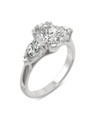 Moissanite Three Stone Engagement Ring 3 ct. t.w. Diamond Equivalent in 14k White Gold