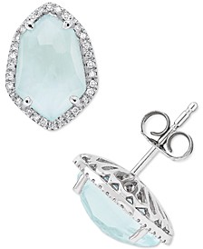 Milky Aquamarine (4-3/4 ct. t.w.) & Diamond (1/5 ct. t.w.) Stud Earrings in Sterling Silver