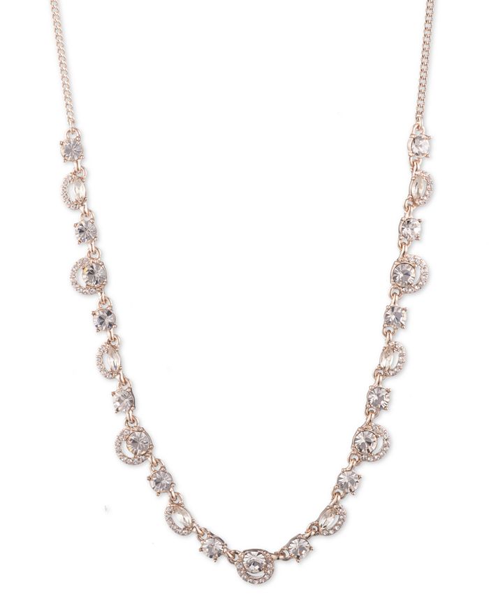 Givenchy Rose Gold and Silk Crystal Frontal Necklace - Macy's