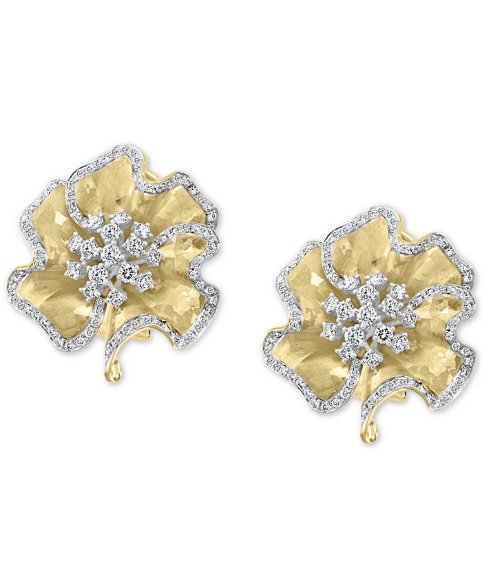 EFFY Collection EFFYÂ® Diamond Flower Stud Earrings (1-5/8 ct. t.w.) in 14k Gold - Macy's