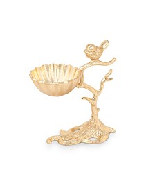 7"L Gold Centerpiece Bowl on Branch Base with Bird