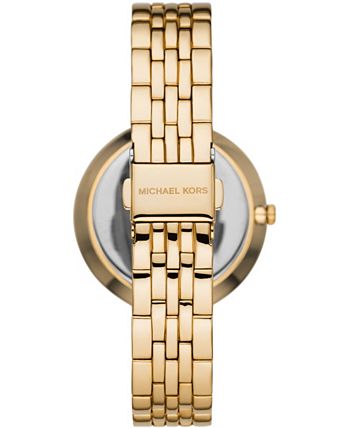 Michael Kors Women's Annabeth Three-Hand Gold-Tone Bracelet Watch 37mm ...