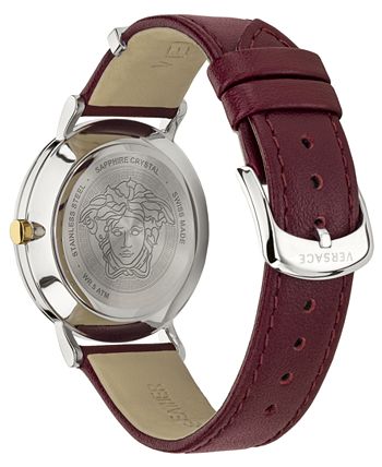 Versace - Women's Swiss V Essential Burgundy Leather Strap Watch 36mm