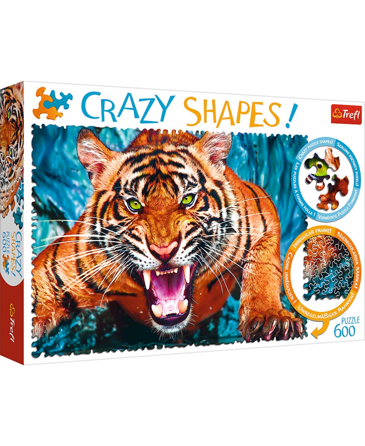 Trefl Kids' Crazy Shape Jigsaw Puzzle Facing A Tiger, 600 Piece In Multicolor