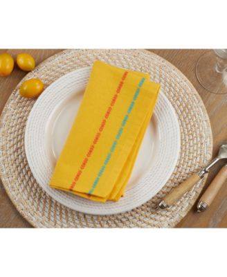 Table Napkins with Dobby Border Design, Set of 4, 18" x 18"