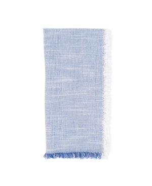 Saro Lifestyle Fringe Napkins With Two-tone Design, Set Of 4, 20" X 20" In Blue