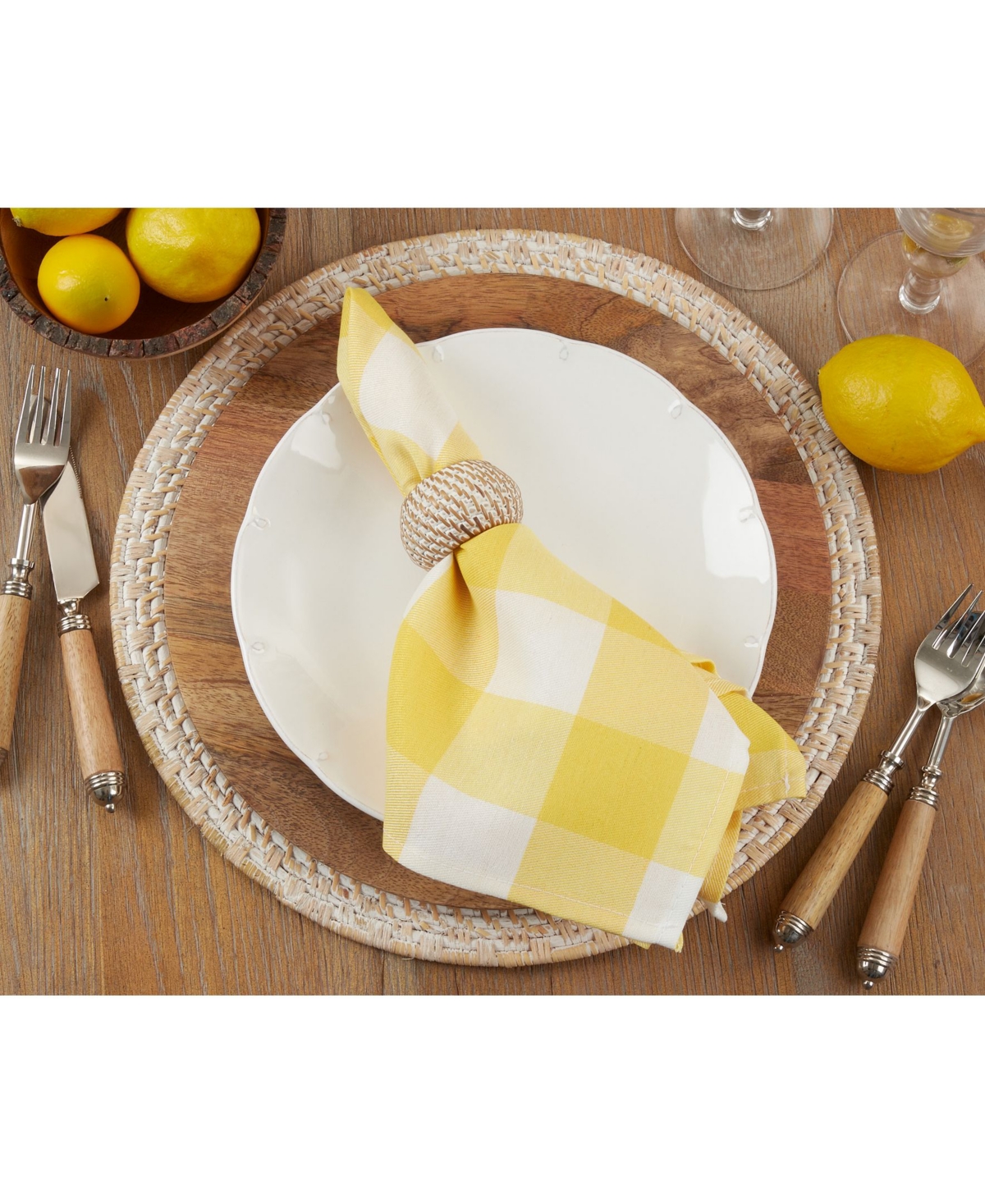 Saro Lifestyle Buffalo Plaid Check Pattern Design Cotton Napkins, Set of 4, 20" x 20"