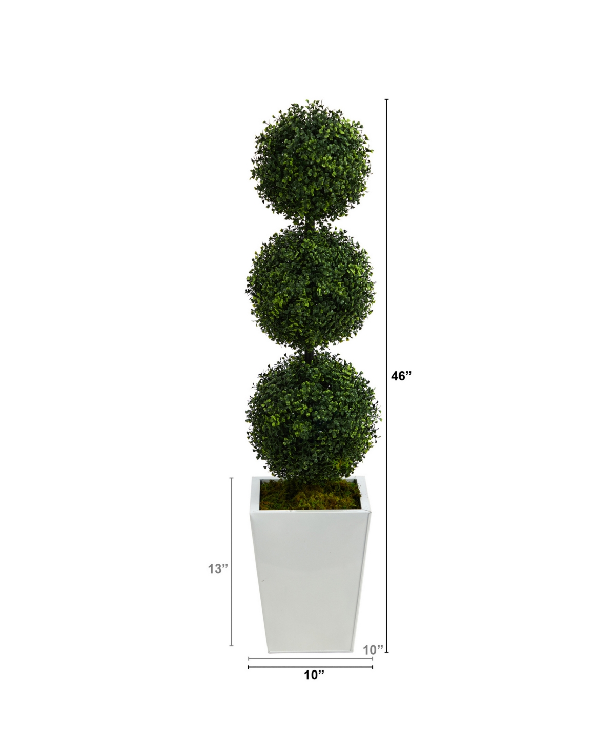 NEARLY NATURAL 46" BOXWOOD TRIPLE BALL TOPIARY ARTIFICIAL TREE IN METAL PLANTER INDOOR/OUTDOOR 