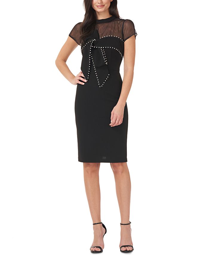 JS Collections Embellished Illusion Sheath Dress - Macy's