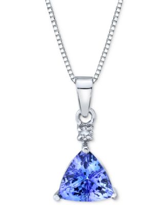 Macy's - Tanzanite (1-1/4 ct. t.w.) & Diamond Accent 18" Pendant Necklace in 14k White Gold