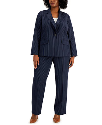 Le Suit Plus Size Pinstripe Pantsuit - Macy's