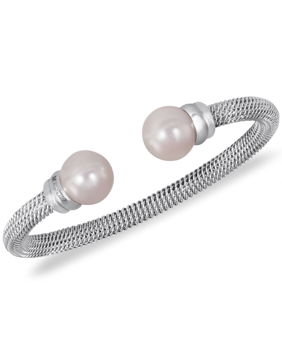 Majorica Stainless Steel Man Made Pearl Bangle Bracelet (10mm