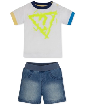 Guess Kids' Baby Boys 2-pc. Logo T-shirt & Shorts Set In True White A000