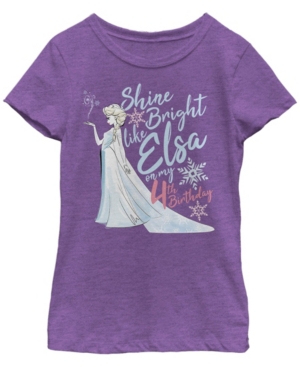 Big Girls Frozen Birthday Queen Four Short Sleeve T-shirt